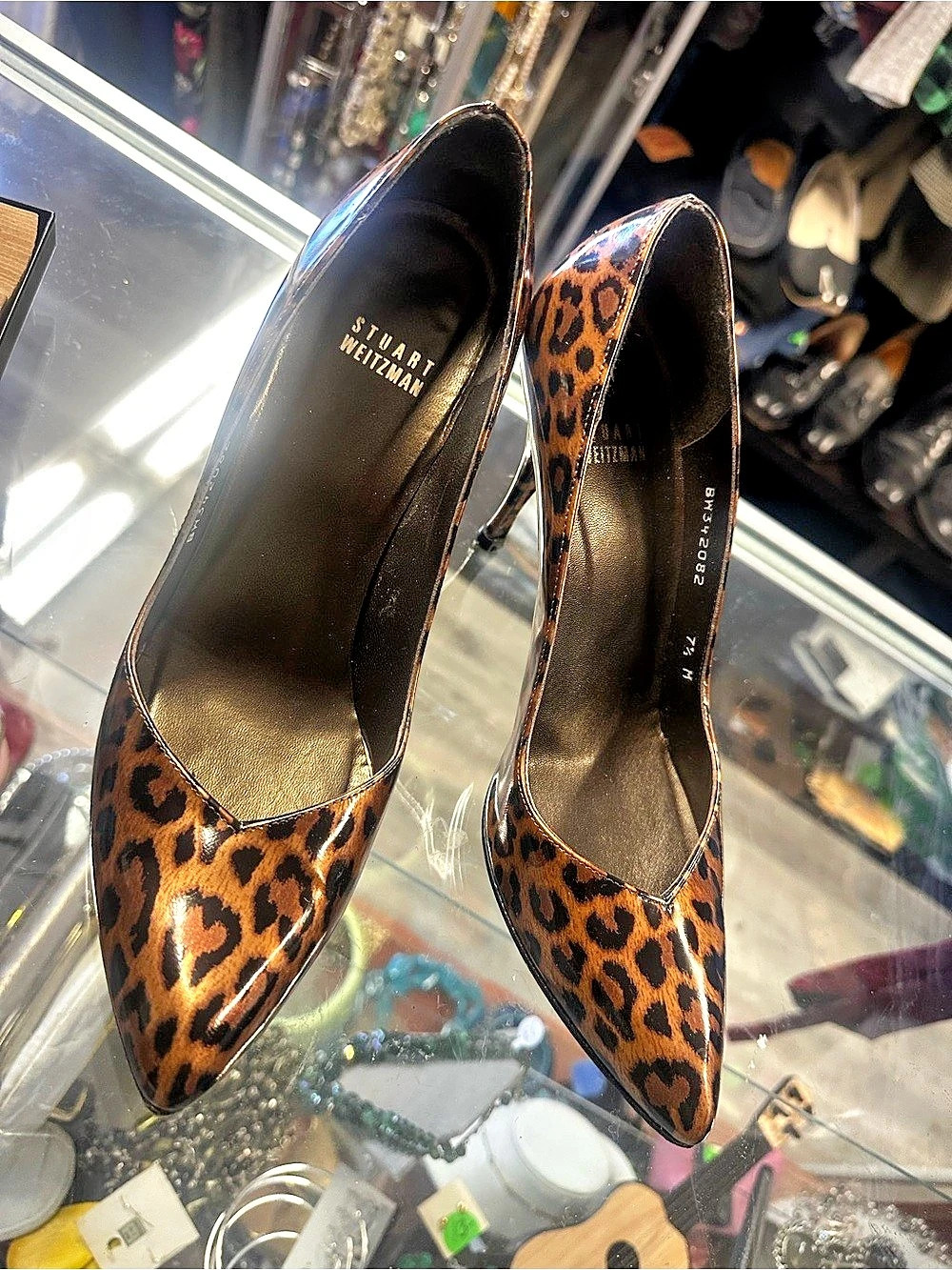 Stuart Weitzman Leopard Pointed-Toe Heels US 7.5